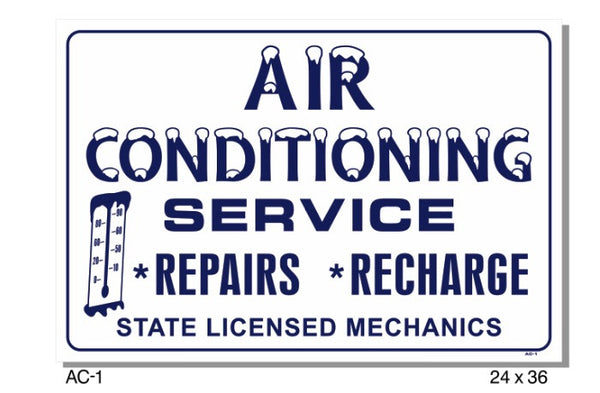 AIR CONDITIONING SERVICE SIGN AC1, 1-877-438-7761 | Smogchecksupplies.com