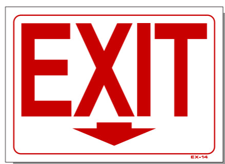 Exit (Arrow Down) Sign, EX14, SMOGCHECKSUPPLIES.COM, 1-877-438-7761 ...