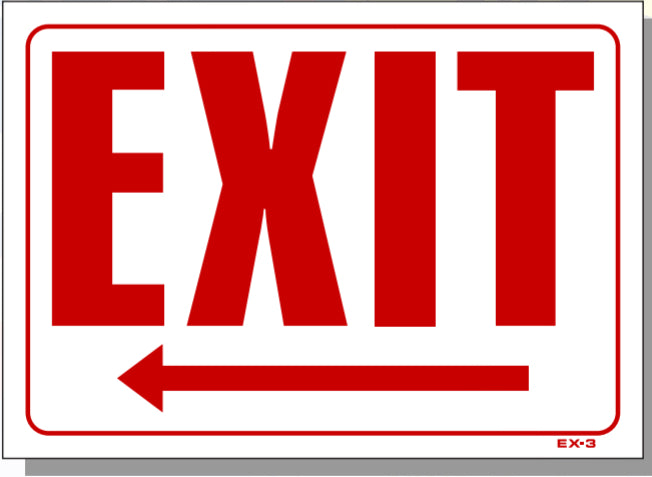 Exit Sign Left Arrow, EX3, SMOGCHECKSUPPLIES.COM | Smogchecksupplies.com