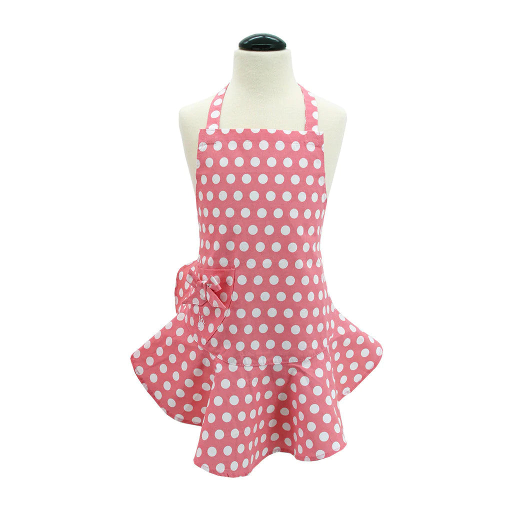 Vintage Inspired Child's Apron Pink/White Polka Dots