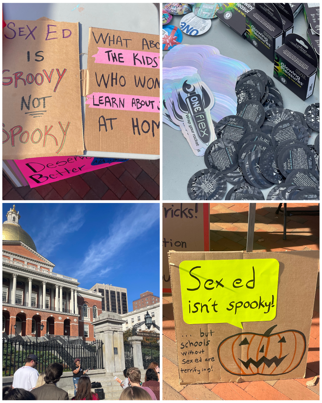 a collage of images from the rally