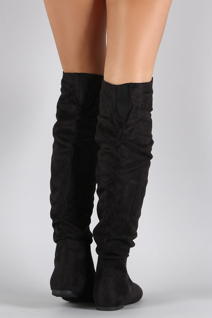 black slouchy thigh high boots