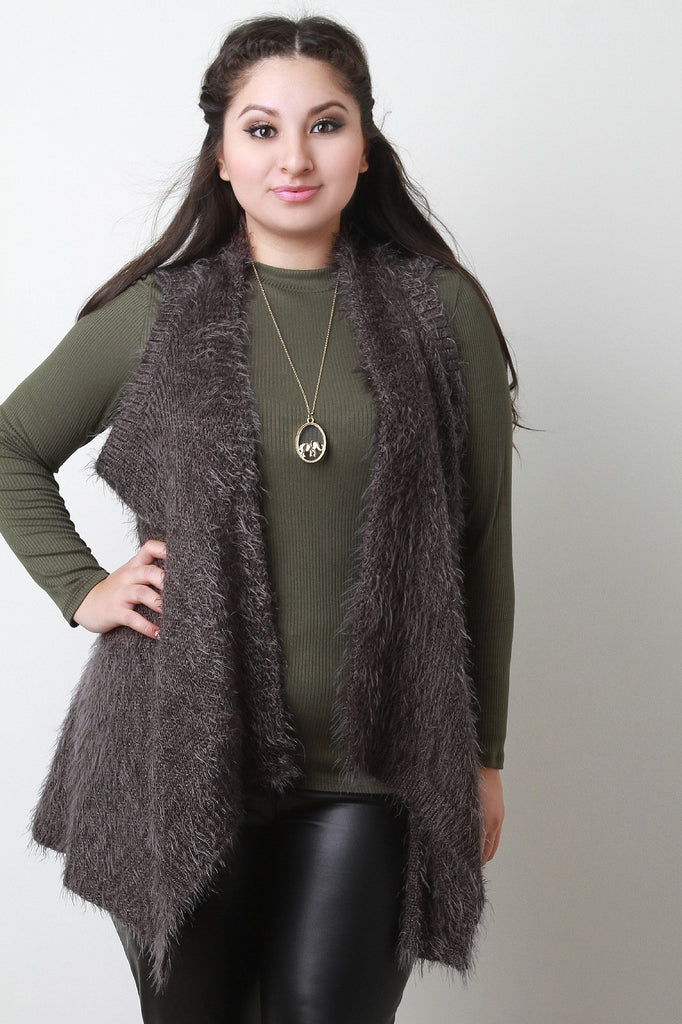 faux fur draped vest