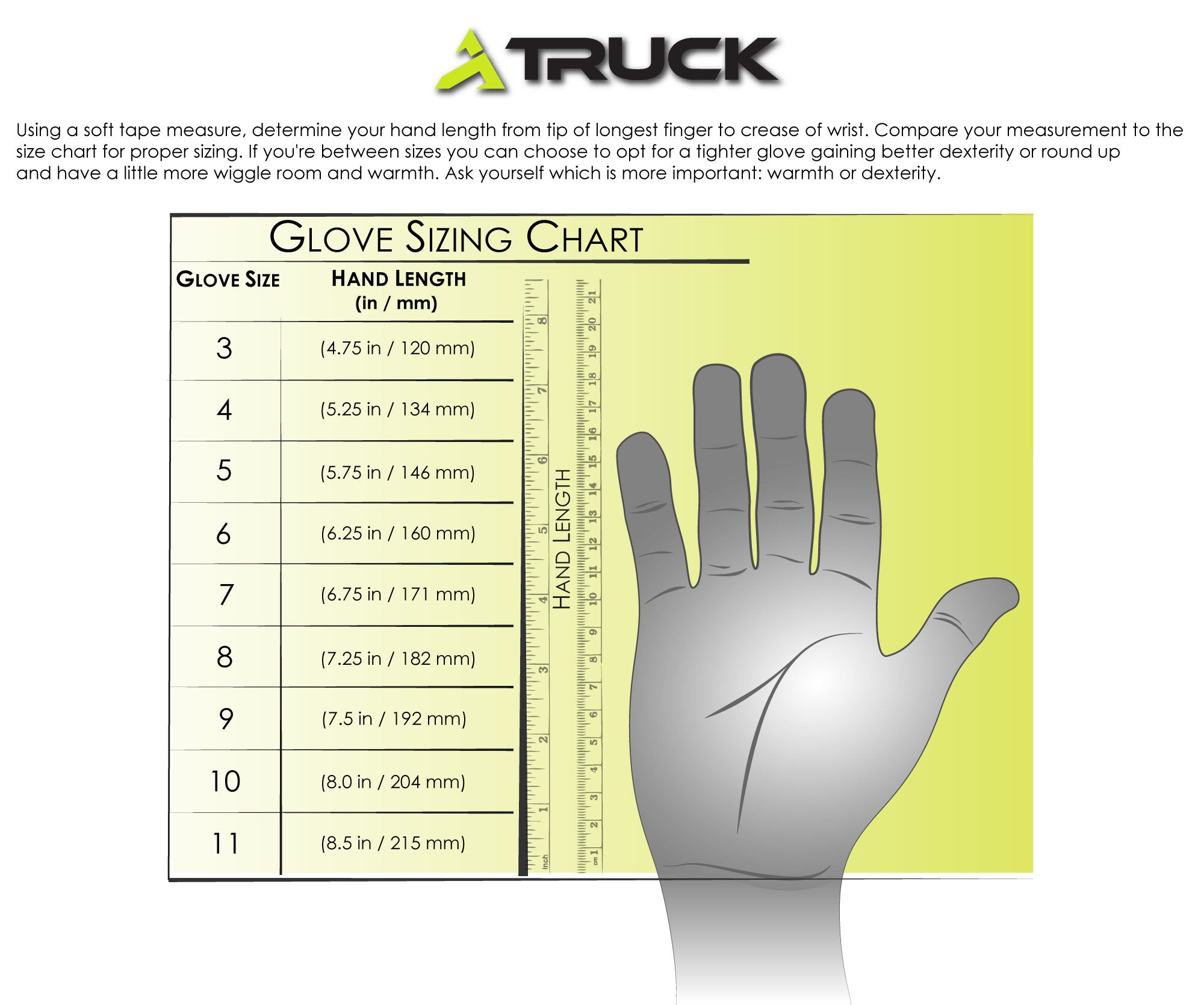 TRUCK Gloves Sizing Chart