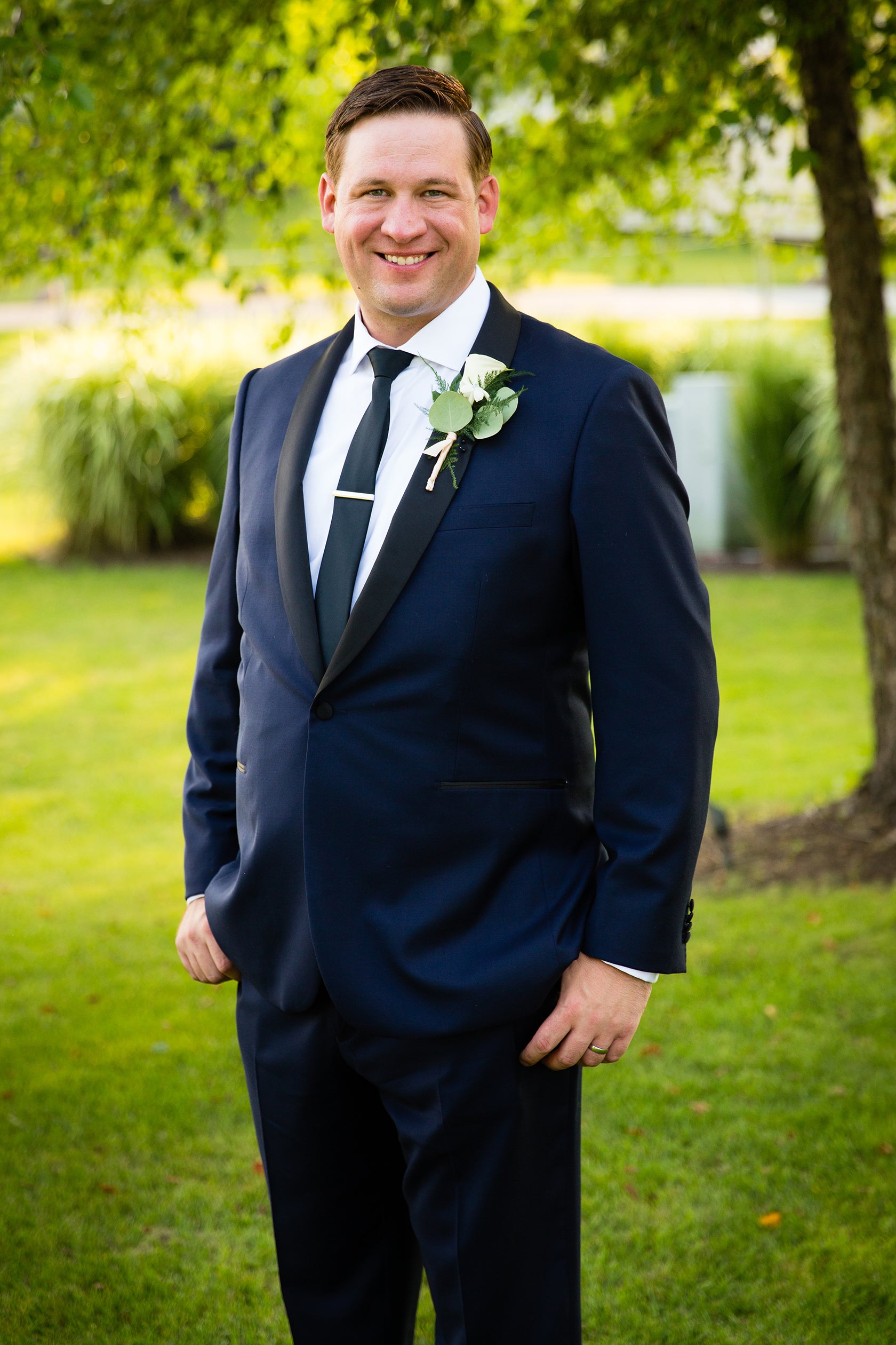 navy blue tuxedo dress