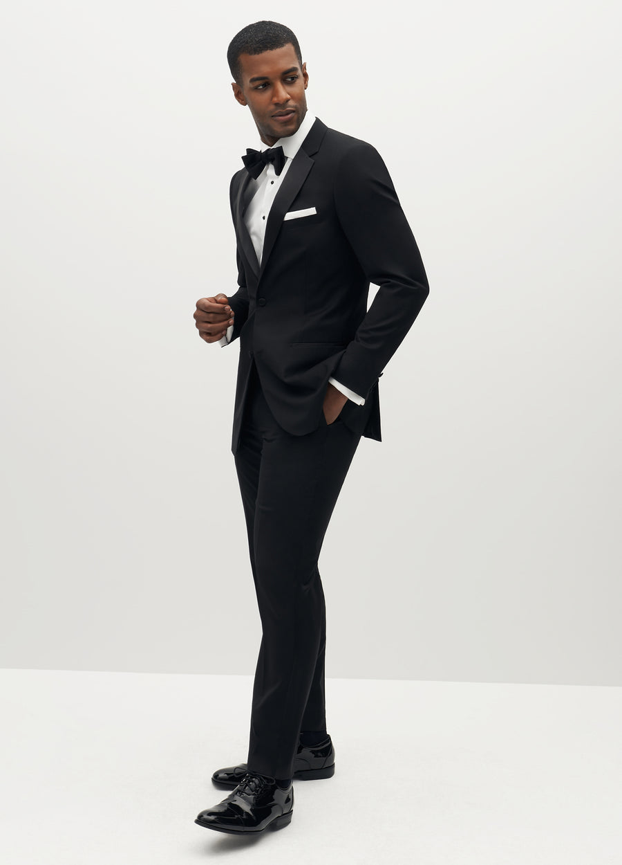 Men's Black Tuxedo Pants 100% Wool Satin Stripe Adjustable Waist Big & Tall  | eBay