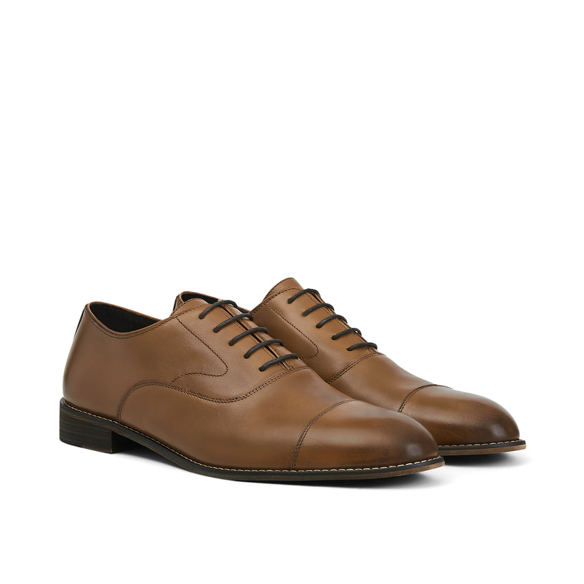 Men's Tan Leather Oxford Shoes - Reynolds