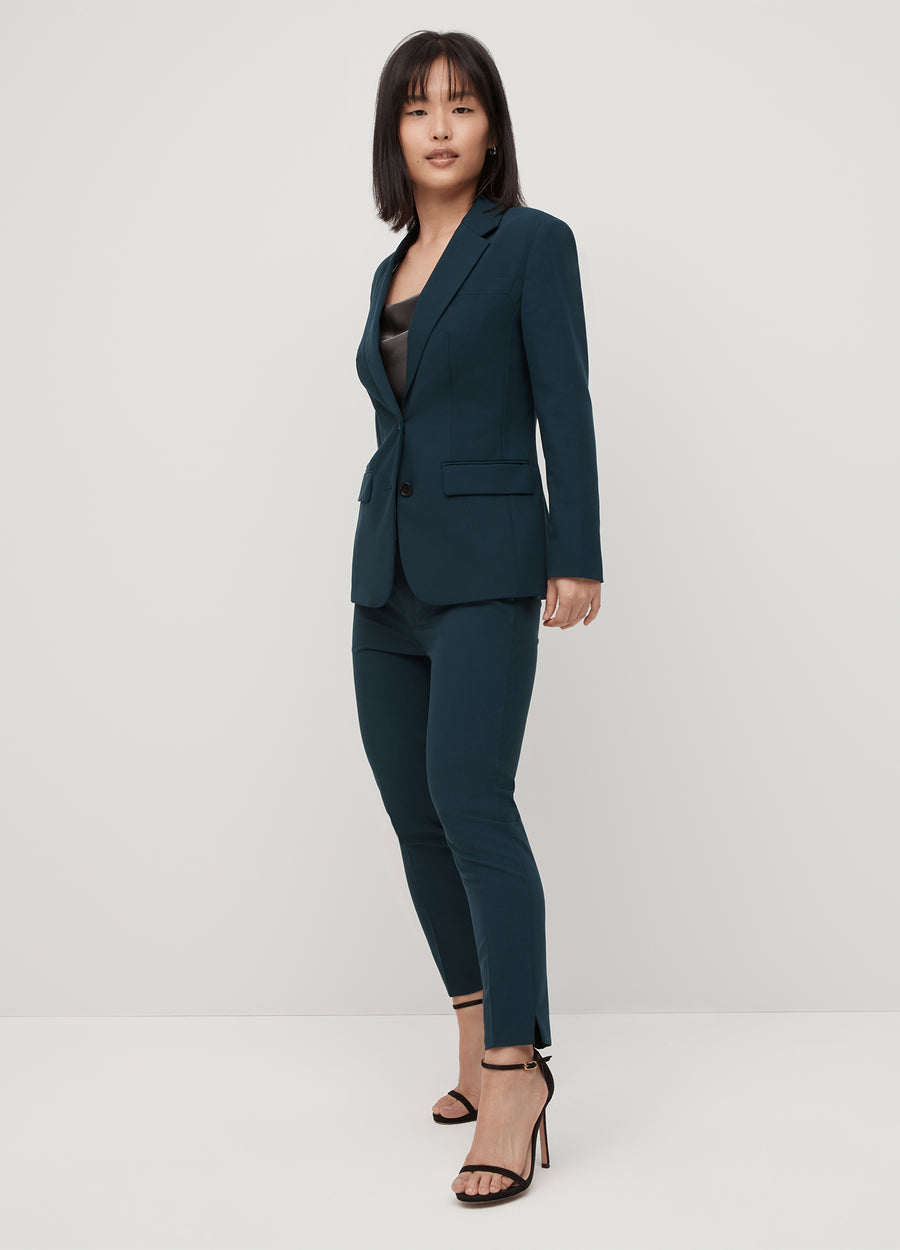 Women's Two Piece Lapels Suit Set Office Business Long Sleeve Formal Jacket Pant  Suit Slim Fit Trouser Jacket Suit with Waist Belt Women Jacket Dressy (Black,  S) : : Fashion