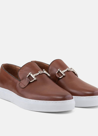 Related product: Boardwalk Mahogany Leather Horse-Bit Sneakers by Marc Nolan