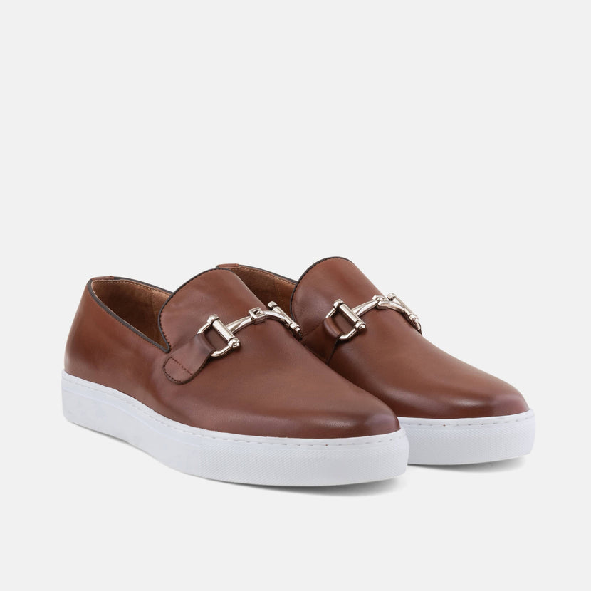 Boardwalk Mahogany Leather Horse-Bit Sneakers by Marc Nolan