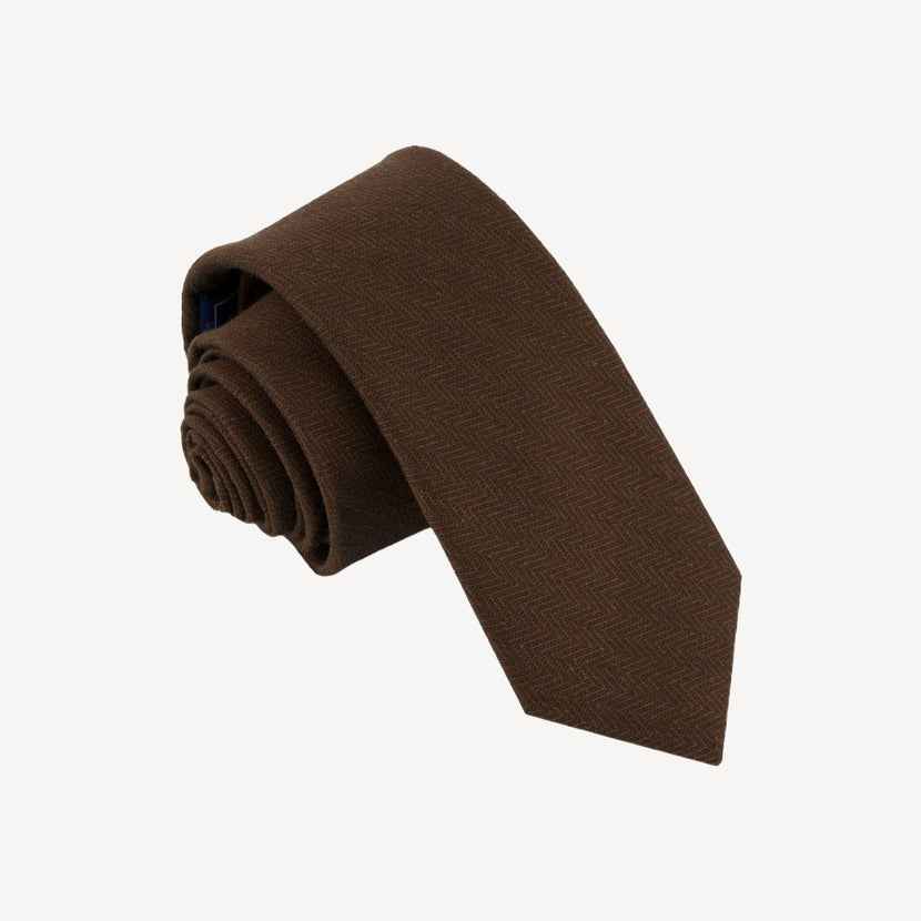 Alleavitch Herringbone Chocolate Brown Tie