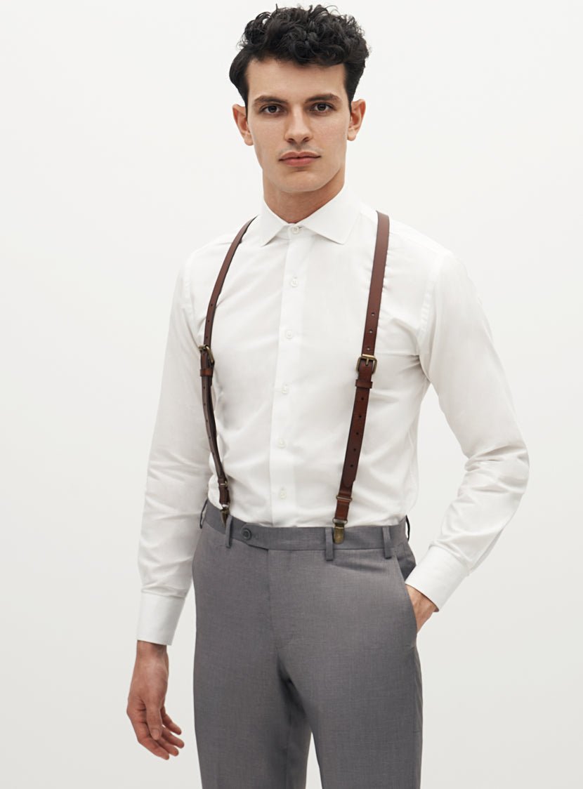 Brown Leather Suspenders