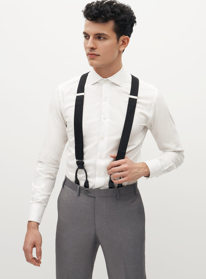 Grosgrain Solid Black Suspenders