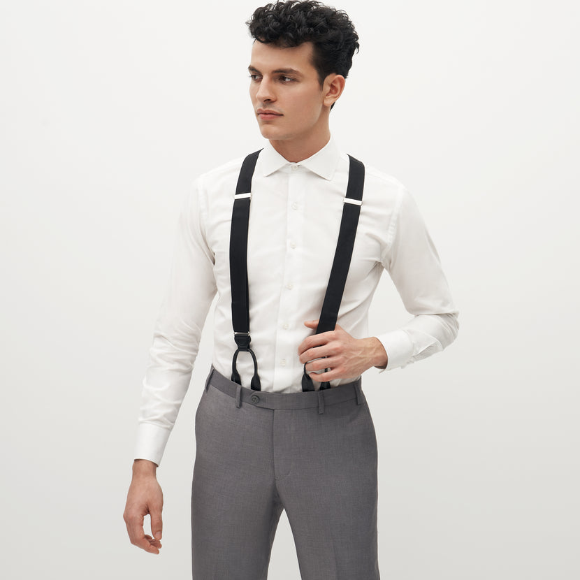 Grosgrain Solid Black Suspenders