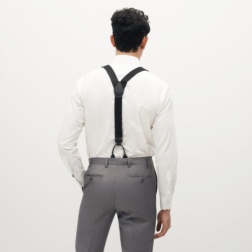 Grosgrain Solid Black Suspenders | SuitShop