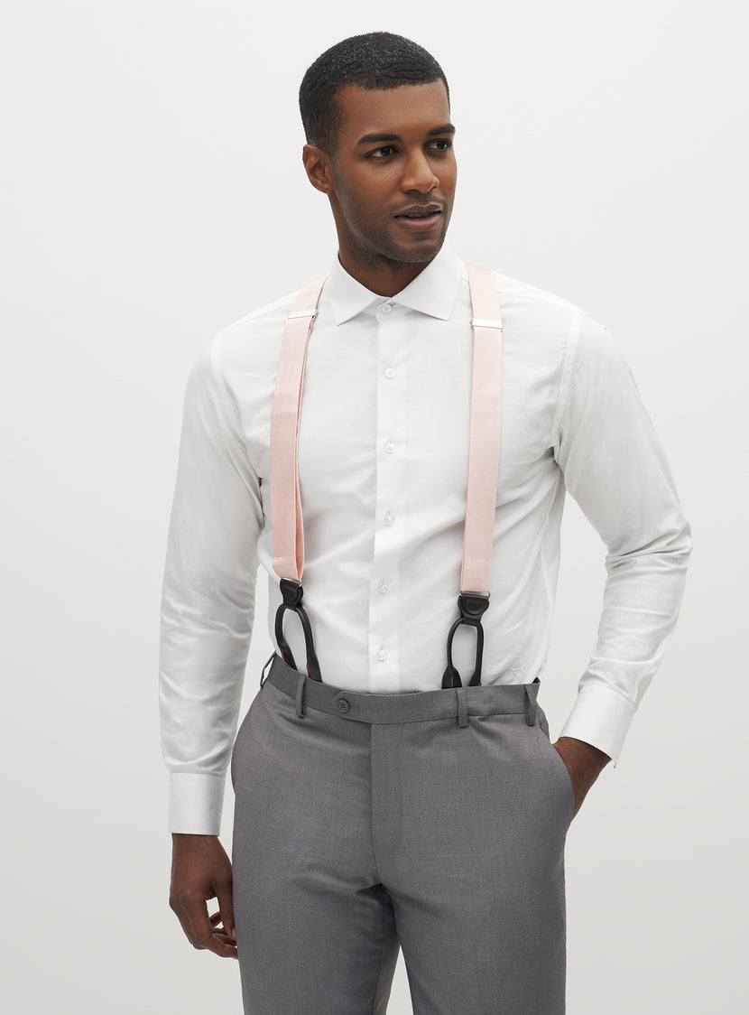 Grosgrain Solid Blush Pink Suspenders