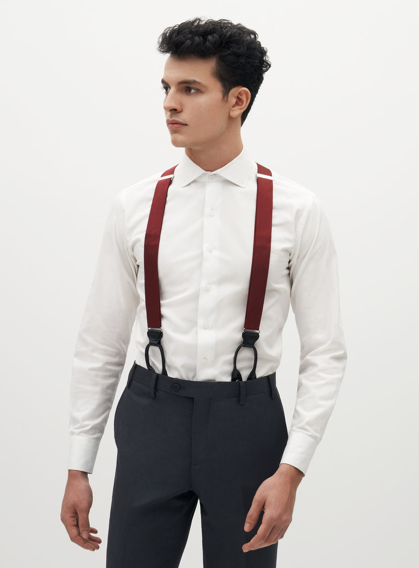 Grosgrain Solid Burgundy Suspenders