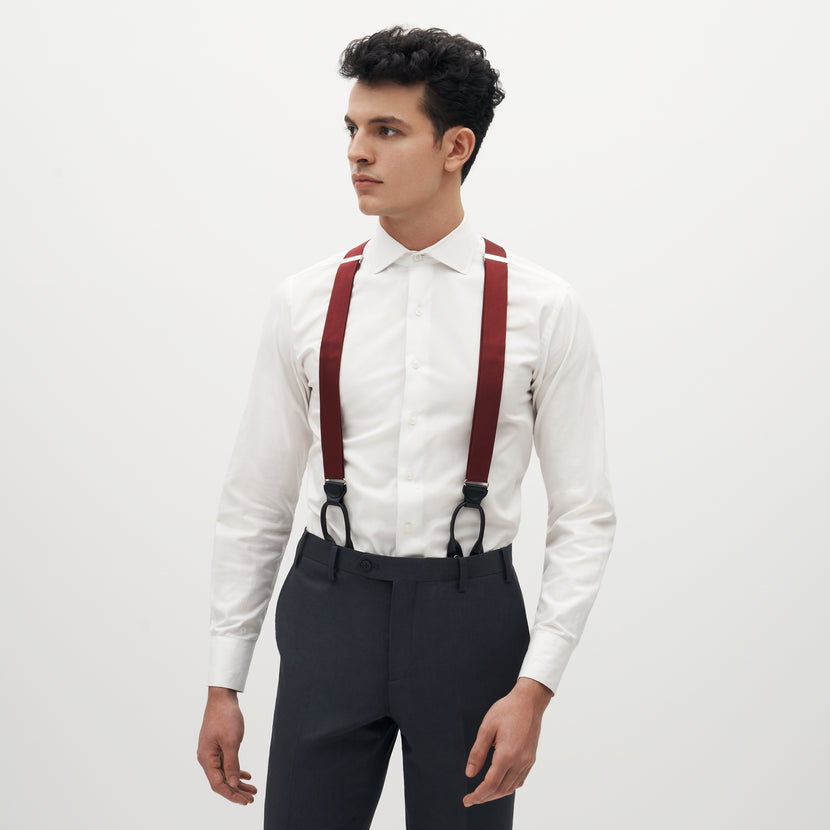 Grosgrain Solid Burgundy Suspenders