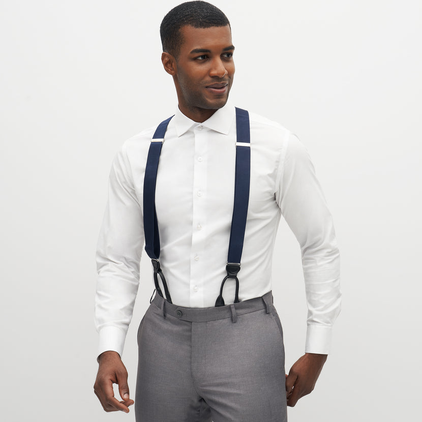 Grosgrain Solid Navy Suspenders