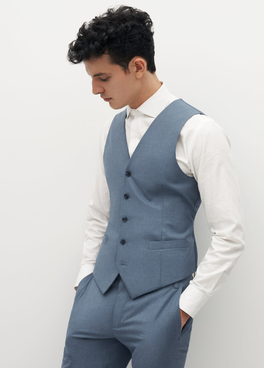 SAND COPENHAGEN Suit vest ALFORD extra slim fit made of linen in 500 light  blue