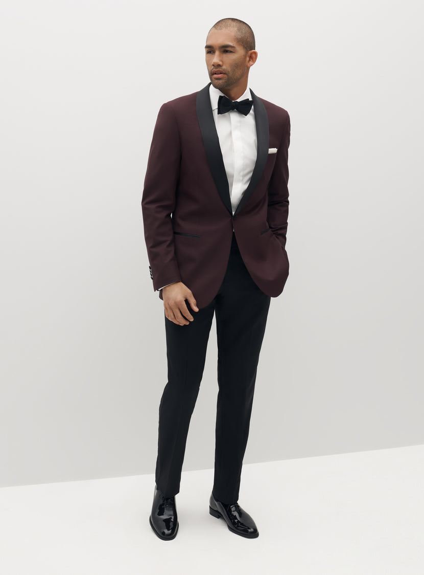 Men's Premium Shawl Lapel Burgundy Tuxedo