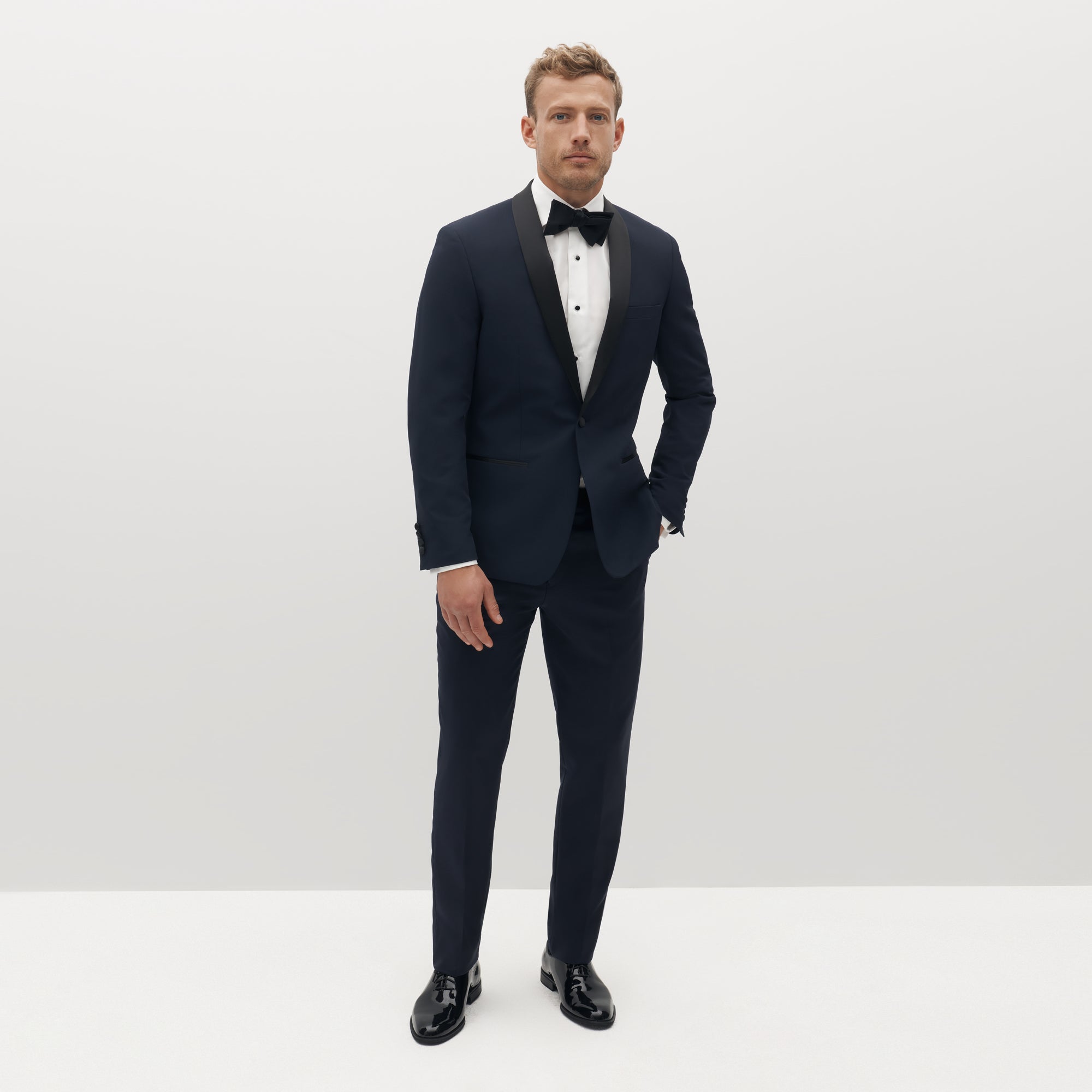 Classic Tuxedo Navy Blue Wool Grain de Poudre