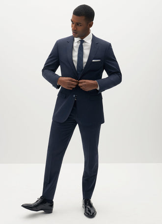 Navy blue suit pants with micro motif