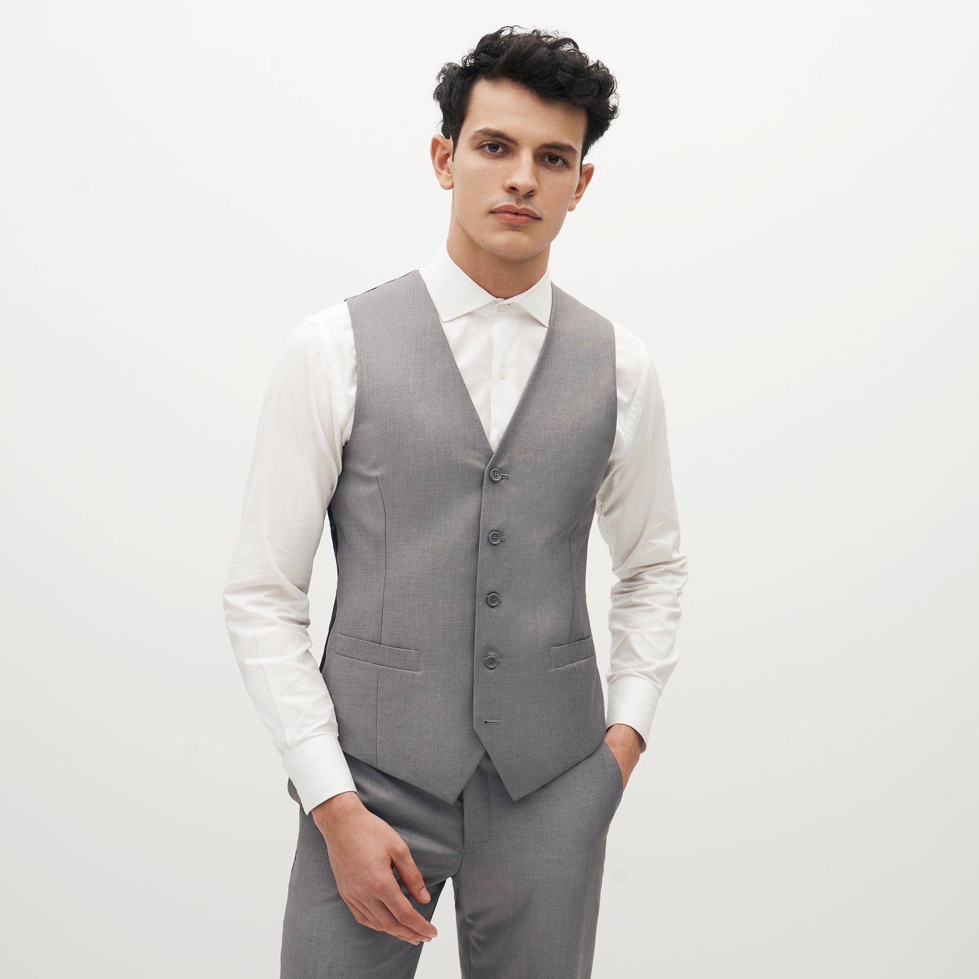 Light Grey 100 Wool Vest  The Suit Spot