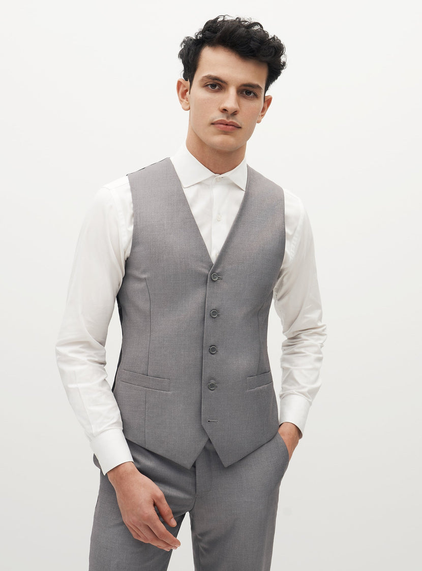 Textured Gray Suit Vest