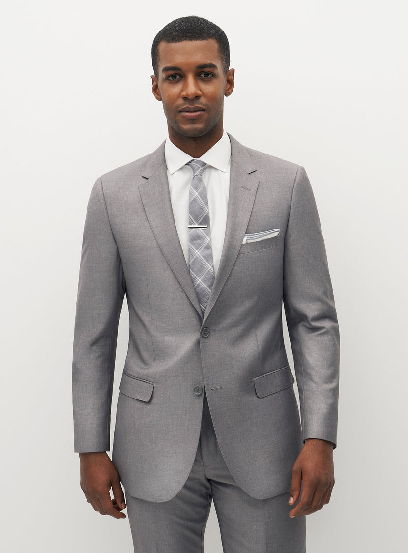 Men's Textured Gray Suit Jacket