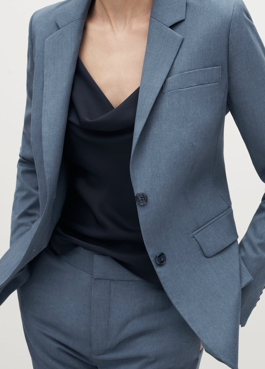 Slim Fit Two Toned Tailored Blazer - Blue, Blazers