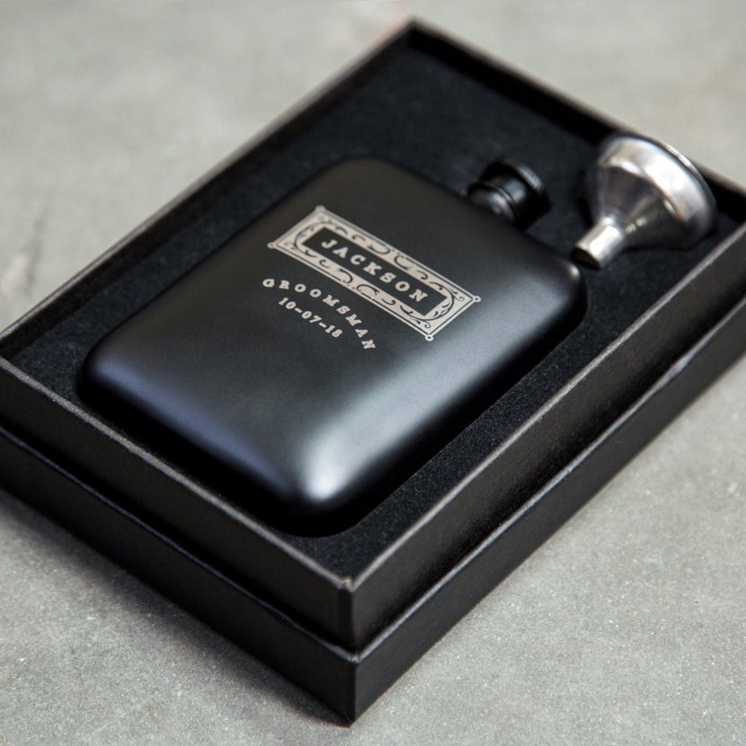 Personalized Matte Black Hip Flask