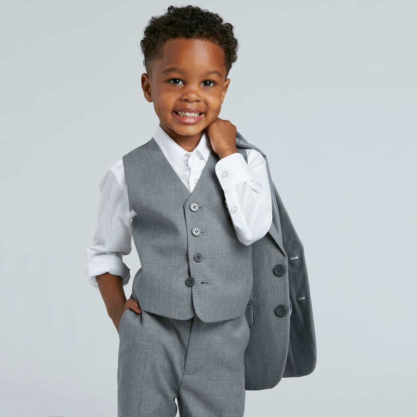 Kids' Textured Grey Suit