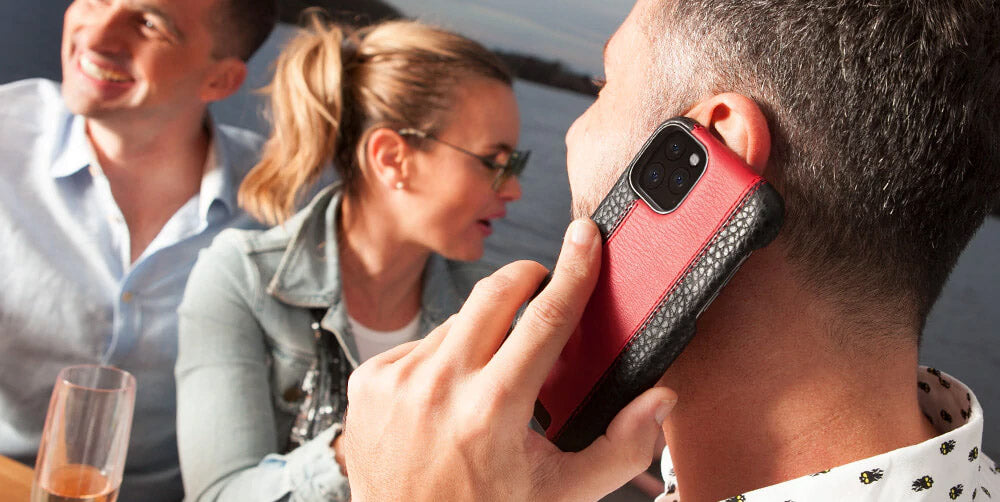 Black and Red Leather Phone Case
