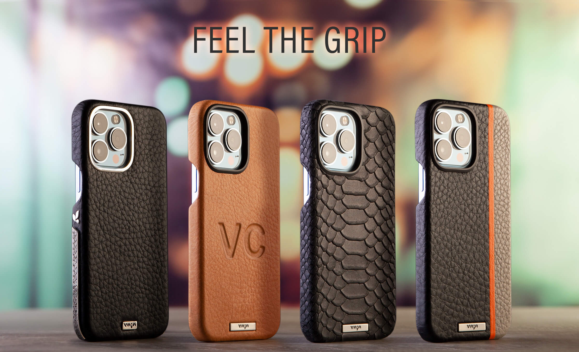 iPhone 14 leather case grip header banner