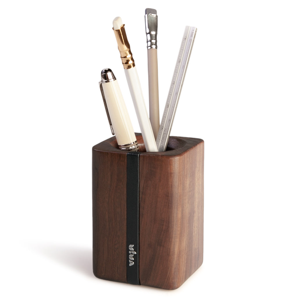 Leather pen holder for desk - Vaja