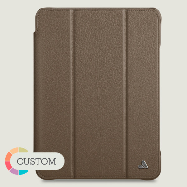 iPad Air (2020) and iPad Pro 11 Zippered Leather Pouch - Floater Black and Bridge Saddle Tan