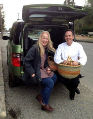 Connie Green delivering wild mushrooms to Thomas Keller at The French Laundry in Yountville, California