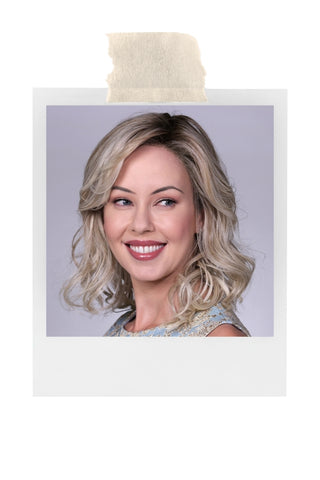 Model wearing Morgan by Belle Tress wigs.