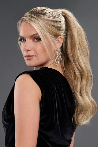 Human Hair long blonde pony tail extension for women.
