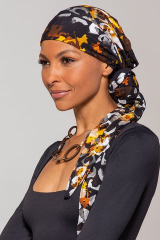 Head wrap scarf for woman, multi color print.