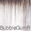 Bubble Gum R  A stunning silver, greyish pink with a slight bubble gum blond tone throughout the mid lengths and ends, with an icy brown root.