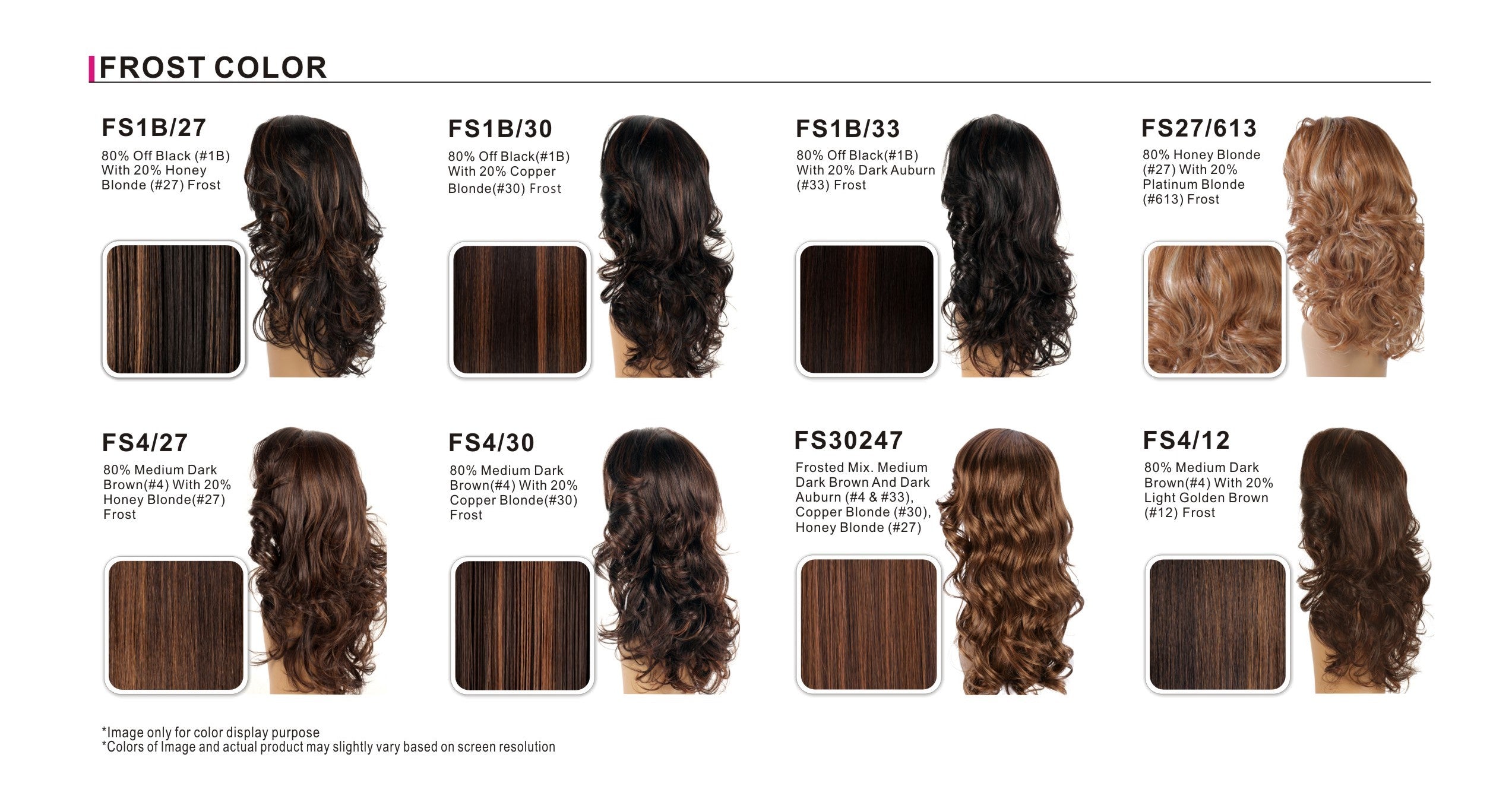 New Look Wigs Color Chart