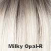 Milky Opal-R  Rooted blond with a mid-warm brown root woven with cream and white blonds with a deeper tone running throughout the bottom and has a subtle opal hue.