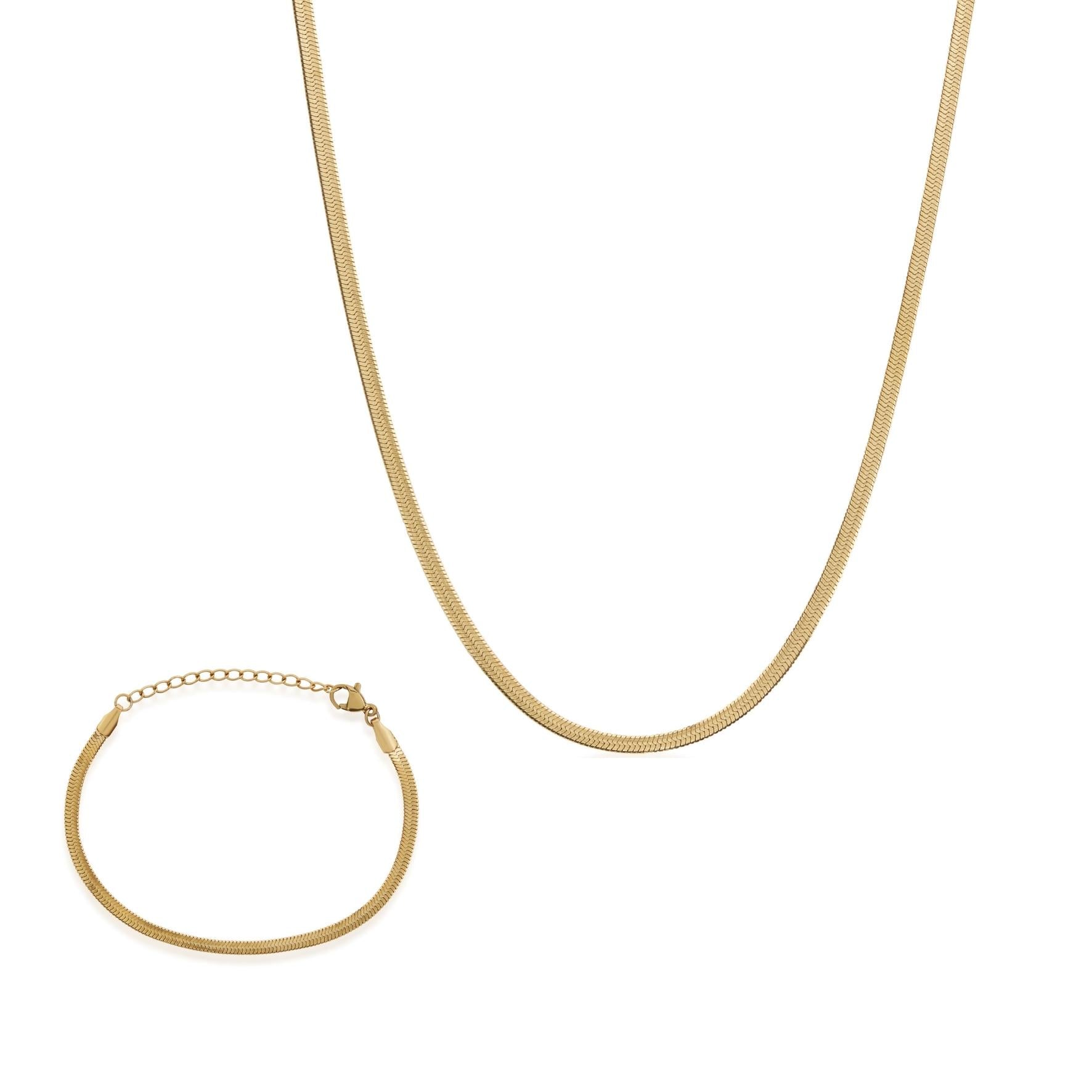 Gold Plated Stainless Steel Thick Chain Necklace and Bracelet Set |  Necklaces | Costume & Fashion Jewellery
