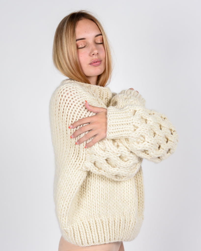 Chunky honey crewneck in cream