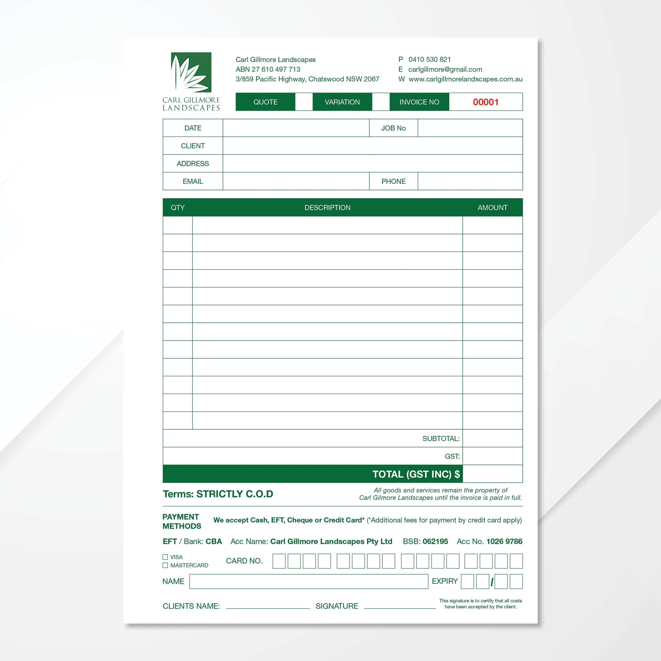 customized invoice book with carbon copy