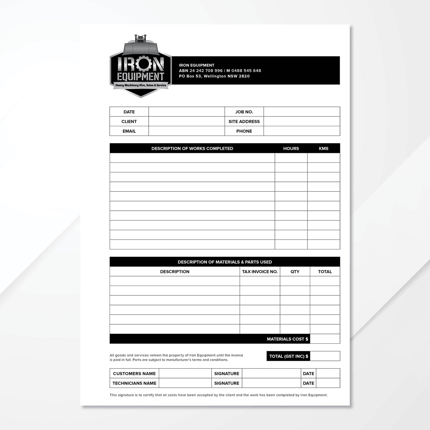 custom carbon invoice book