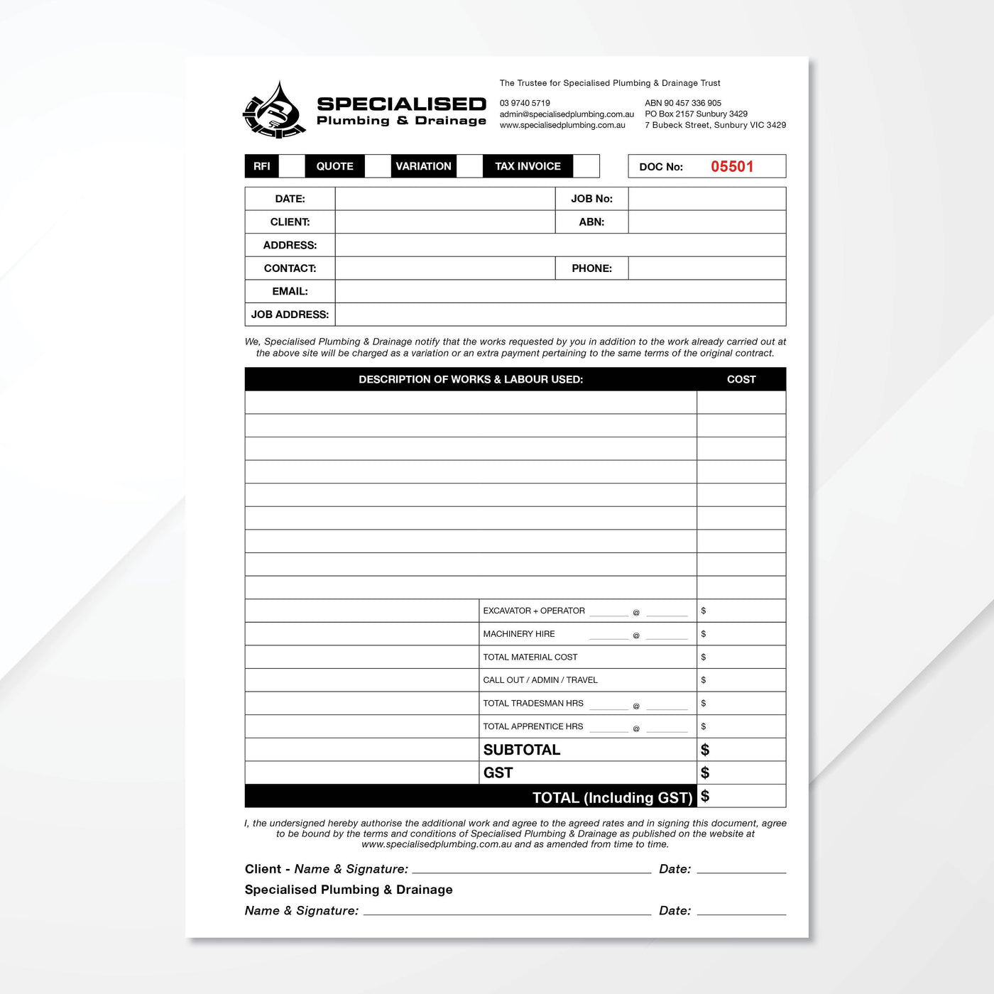 customized invoice book with carbon copy