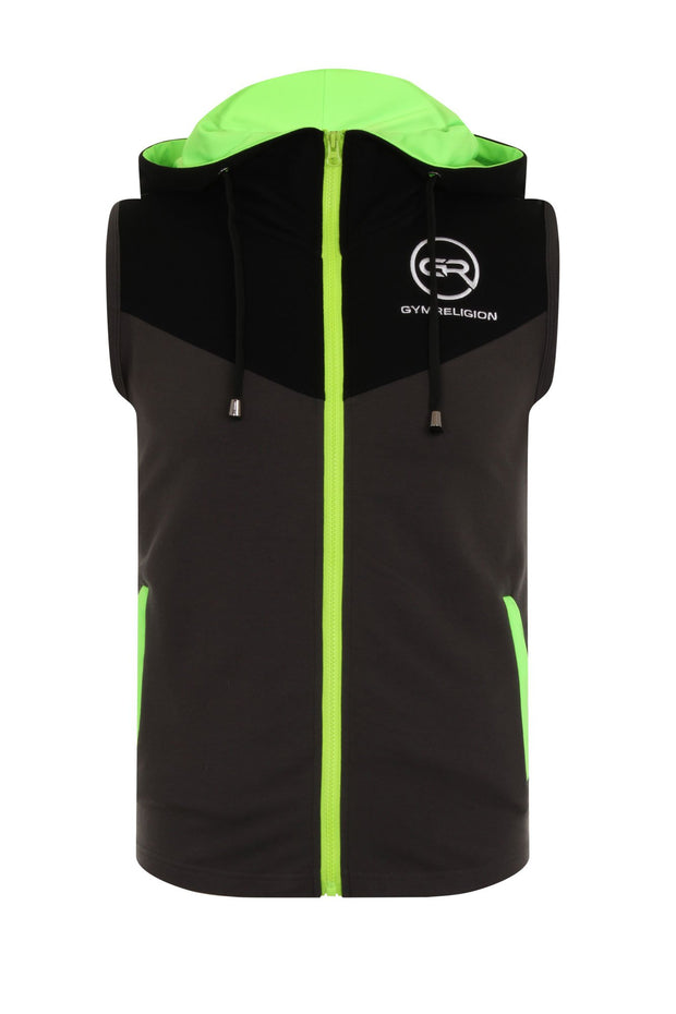 neon sleeveless hoodie